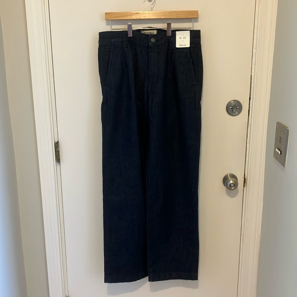 Madewell Pleated Denim Pants Northbrook Wash Size 30 NWT